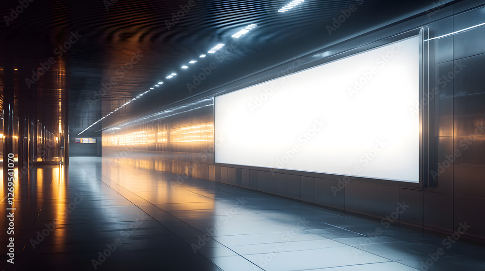 Modern Urban Tunnel with Blank Advertisement Board Modern Urban Tunnel with Blank Advertisement Board