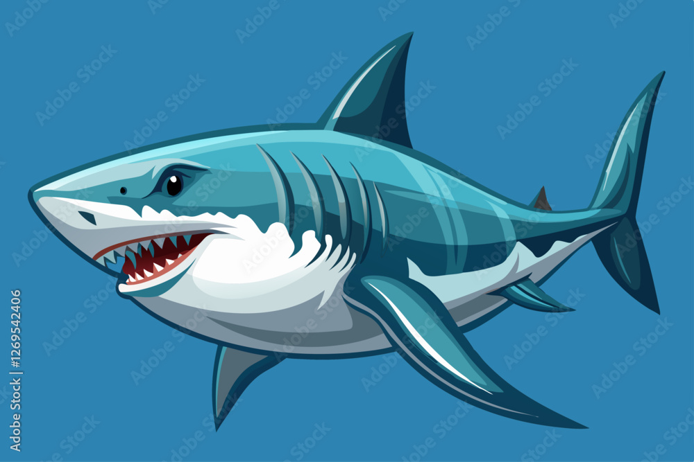 Naklejka premium vector of White shark marine predator big. Isolated background.