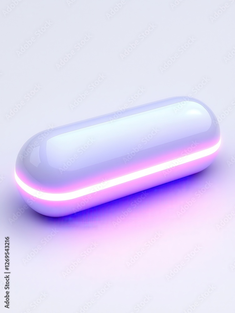 Futuristic glowing capsule design with vibrant light effects and smooth surface. Futuristic glowing capsule design with vibrant light effects and smooth surface.