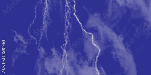 Blue lightning strike during an electrical storm. Lightning on the sky with stormy clouds. Cloudy, with a no-nonsense blue Rabbitohs. Thunderstorm and blue cloudy sky. Changing conditions. 