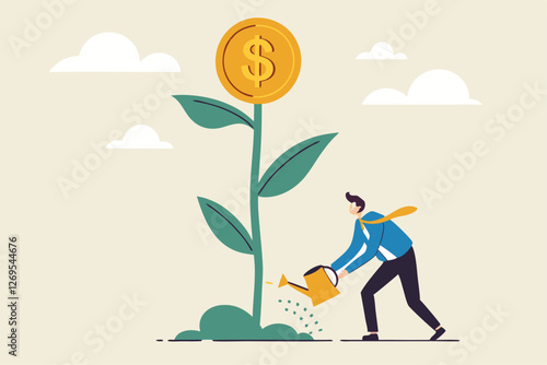 money, profit, plant, tree, gain, growth, coin, flower, wealth, business, capital, seed, green, finance, interest, investor, income, increase, raise, stock, economy, market, gold, saving, people, fund