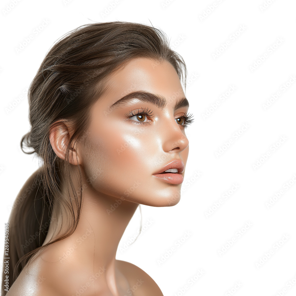 Portrait of a Young Woman with Natural Beauty and Radiant Skini, deal for concepts such as skincare, beauty, and healthy living.