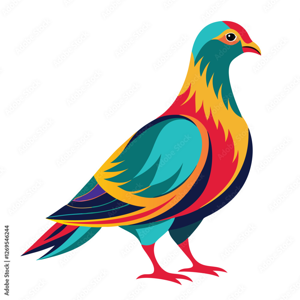 Obraz premium a dramatic silhouette artwork of a colorful pigeon Adobe Illustrator Artwork