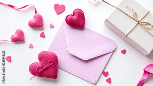 Wallpaper Mural Romantic Valentine's Day Envelope with Pink Hearts and Gift Torontodigital.ca