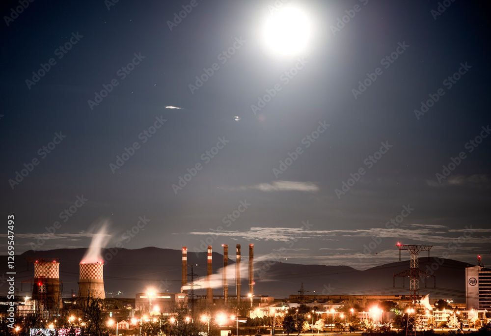 Fototapeta premium Industrial steel factory, iron works. Metallurgical plant.