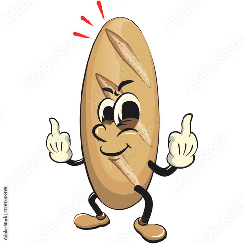 baguette bread cartoon isolated vektor illustration mascot character raising two middle finger, work of hand drawn