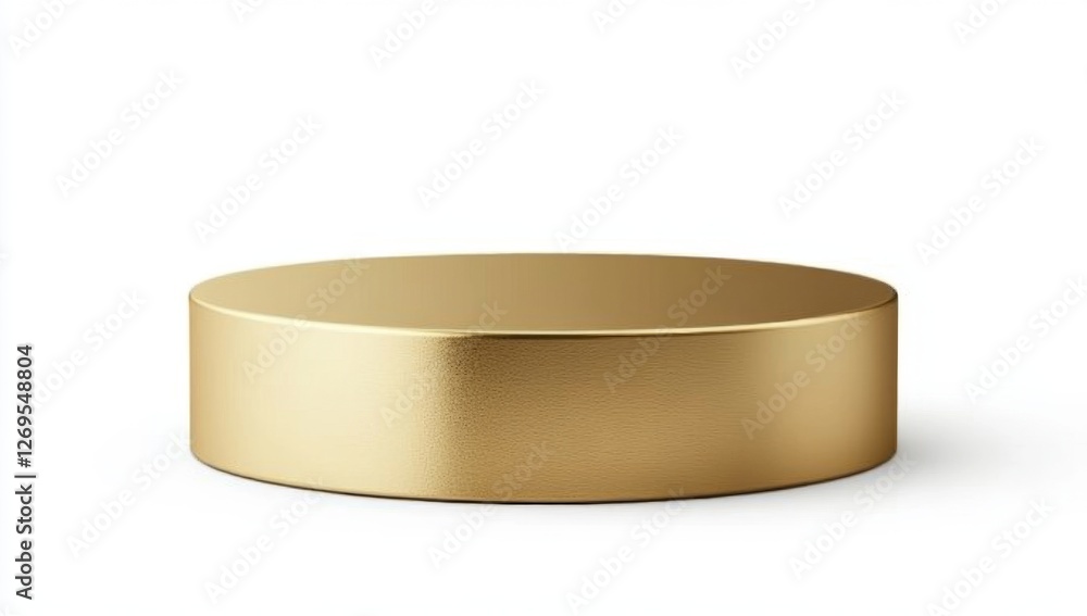 Gold Cylinder Display Platform Against White Background Gold Cylinder Display Platform Against White Background