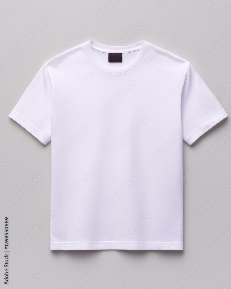 Minimalist design of a plain white t-shirt on a neutral background. Minimalist design of a plain white t-shirt on a neutral background.