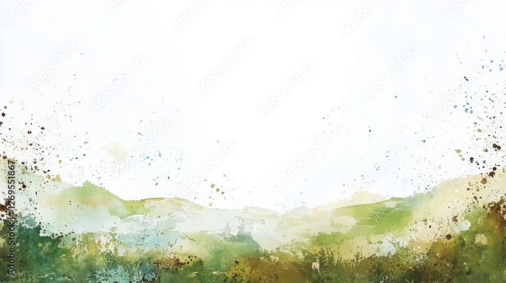 Serene Splatter Paint Landscape, Abstract Art Background, Soft Greens and Blues, Tranquil Vibes, Creative Concept Serene Splatter Paint Landscape, Abstract Art Background, Soft Greens and Blues, Tranquil Vibes, Creative Concept