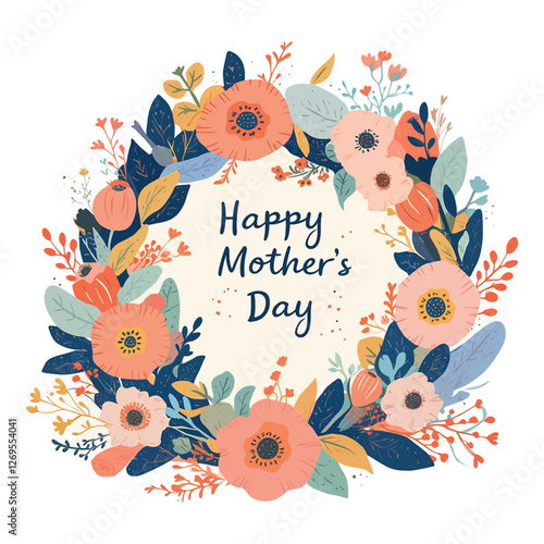 A colorful flowery design with the words Happy Mother's Day written in pink. The design is meant to convey a sense of warmth and love for mothers on this special day