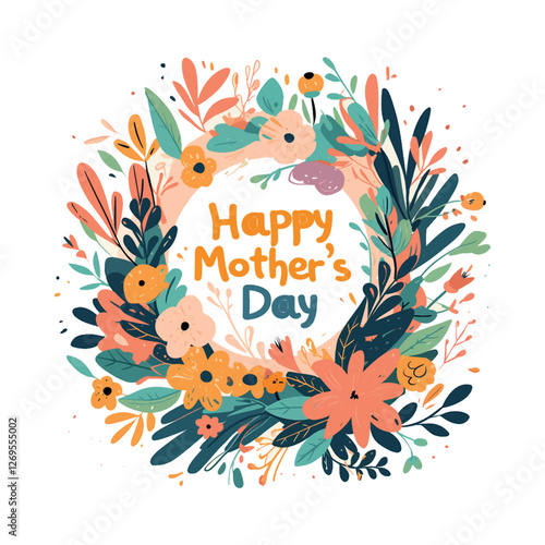 A colorful flowery design with the words Happy Mother's Day written in pink. The design is meant to convey a sense of warmth and love for mothers on this special day