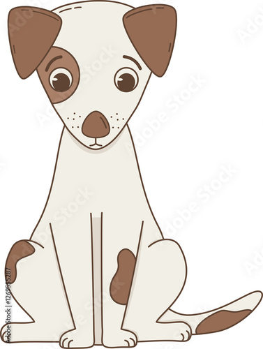 cute hand drawn cartoon character jack russell dog sitting png illustration on transparent background