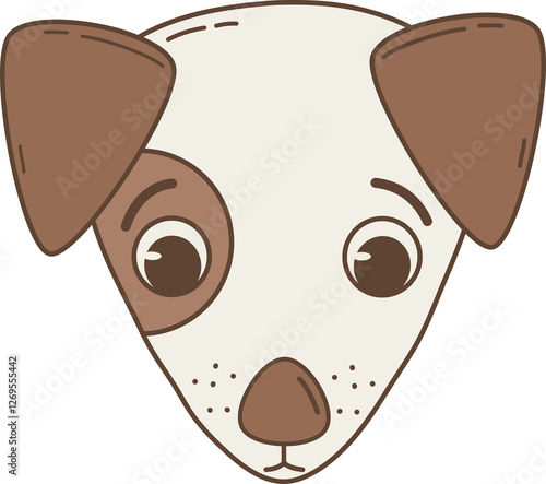 cute hand drawn cartoon character jack russell dog png illustration on transparent background	