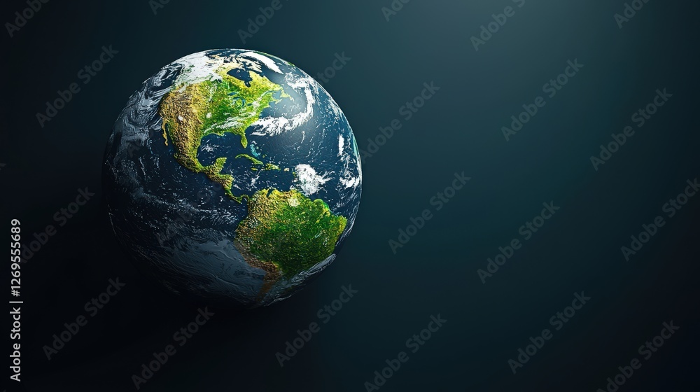 Fototapeta premium Stunning Earth View with Clear Oceans and Lush Green Land Features