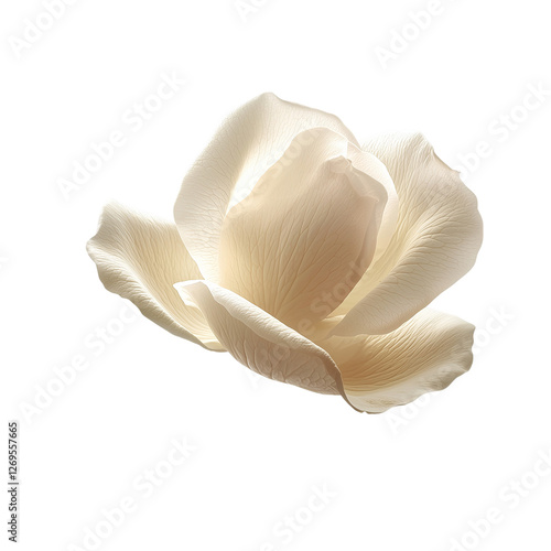 Flying White Rose Petals with Soft Floral Texture and Elegant Aesthetic, Isolated on transparent background 