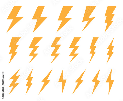 Lightning Bolt and Thunder flash Vector Icons Set