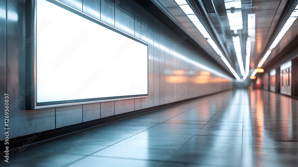 Modern Corridor with Blank Advertisement Display Modern Corridor with Blank Advertisement Display