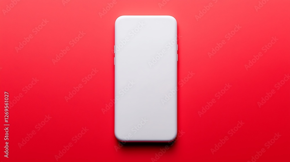 A minimalist white smartphone lies on a vibrant red background, emphasizing its sleek design and modern aesthetics. A minimalist white smartphone lies on a vibrant red background, emphasizing its sleek design and modern aesthetics.