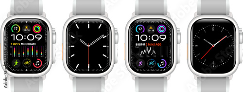 Smartwatch icons collection isolated on white, technology electronic gadgets, wrist watch modern electronic smartwatches set.