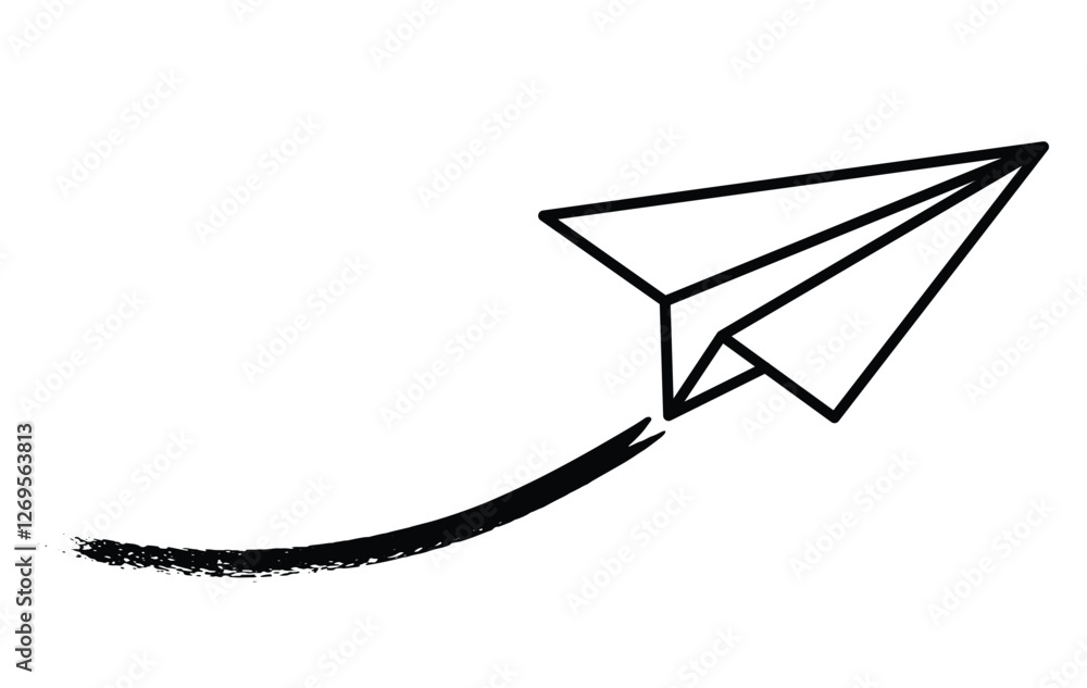 Paper airplane with line route. vector eps10 Paper airplane with line route. vector eps10