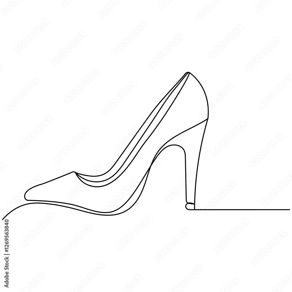 High heel shoes icon continuous one line drawing outline vector illustration High heel shoes icon continuous one line drawing outline vector illustration