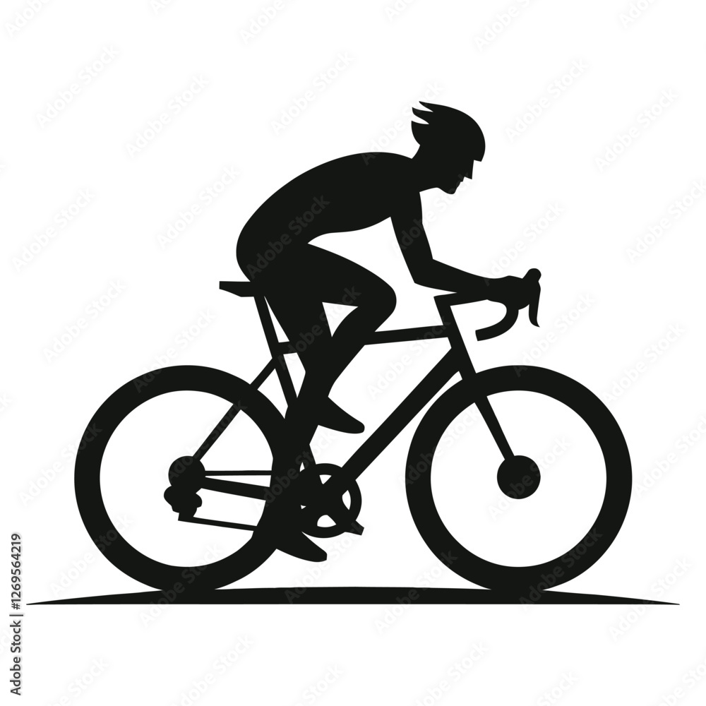 Fototapeta premium cyclist in action silhouette vector clip art design