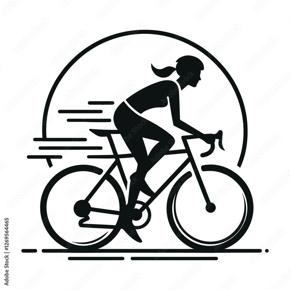 Obraz premium cyclist in action silhouette vector clip art design