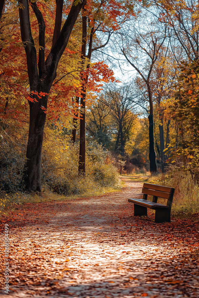 Picturesque walking trail in a vibrant autumn park, with golden and red leaves carpeting the ground and a gentle breeze creating a calm, inviting atmosphere
Generative AI Picturesque walking trail in a vibrant autumn park, with golden and red leaves carpeting the ground and a gentle breeze creating a calm, inviting atmosphere
Generative AI