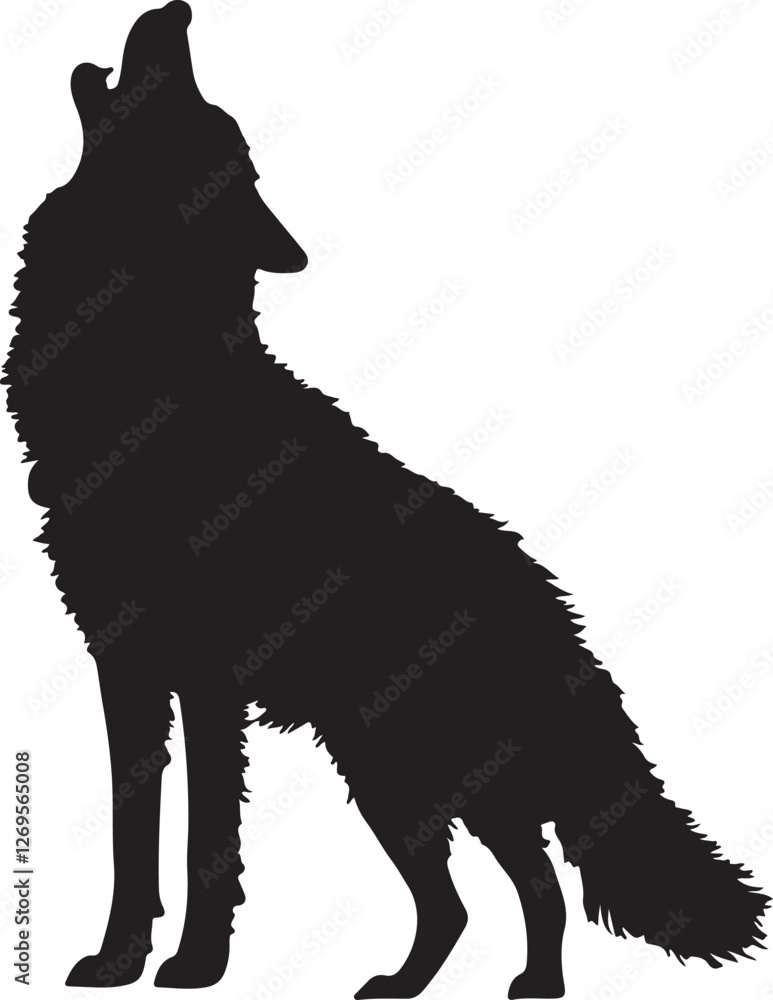Obraz premium Howling Wolf Silhouette Vector Illustration