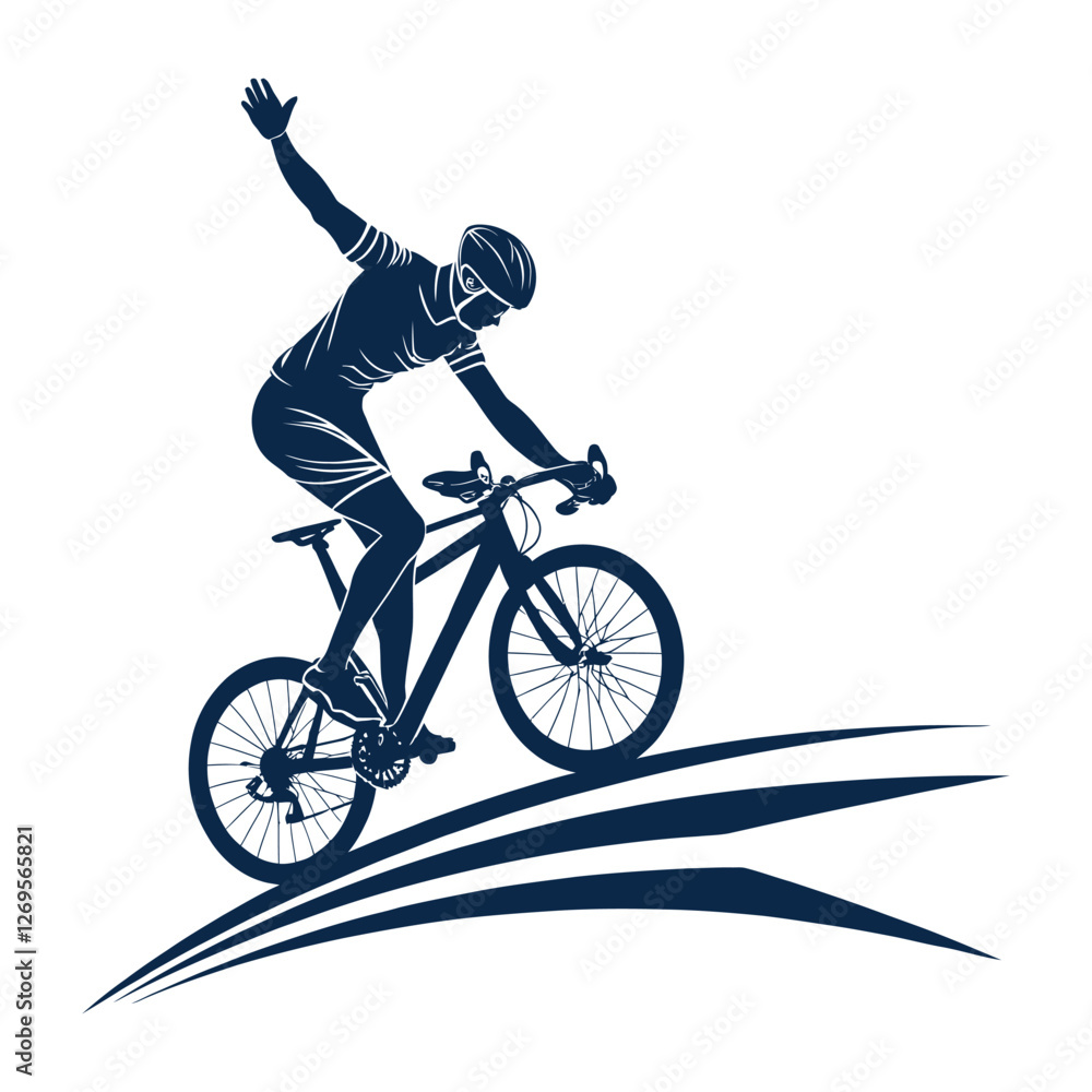 Fototapeta premium cyclist in action silhouette vector clip art design