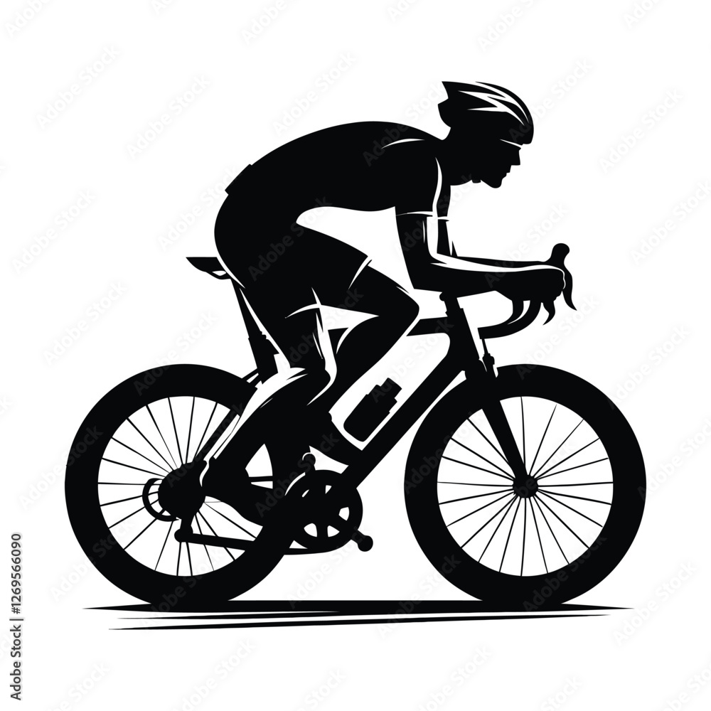 Fototapeta premium cyclist in action silhouette vector clip art design