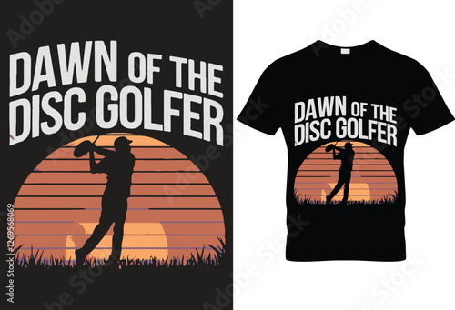 Dawn of the disc golfer for black t-shirt design