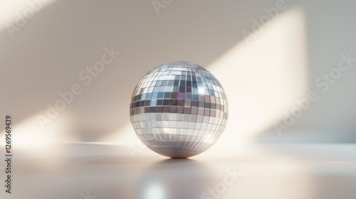 Disco ball reflecting light in a bright indoor setting during a party atmosphere