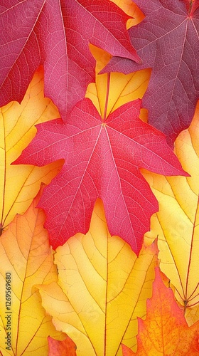 Wallpaper Mural Autumn leaves, vibrant colors, close-up, nature background, for desktop Torontodigital.ca