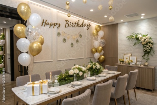 Elegant Birthday Celebration Setup in Modern Interior