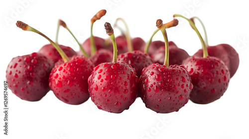 Wallpaper Mural Juicy Red Cherries Summer Fruit, Fresh Berries with Water Drops for Food Themes, isolated on transparent background. Torontodigital.ca