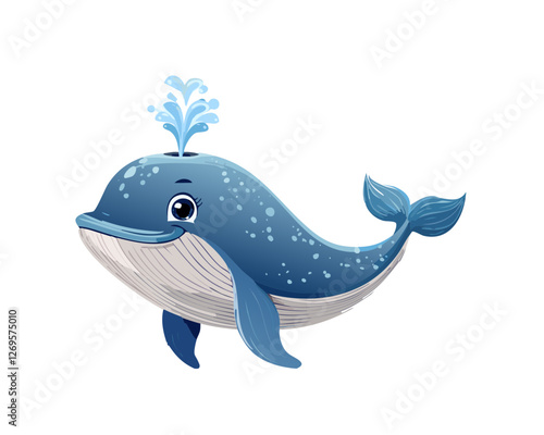 Whimsical Children's Illustration of a Cute Whale