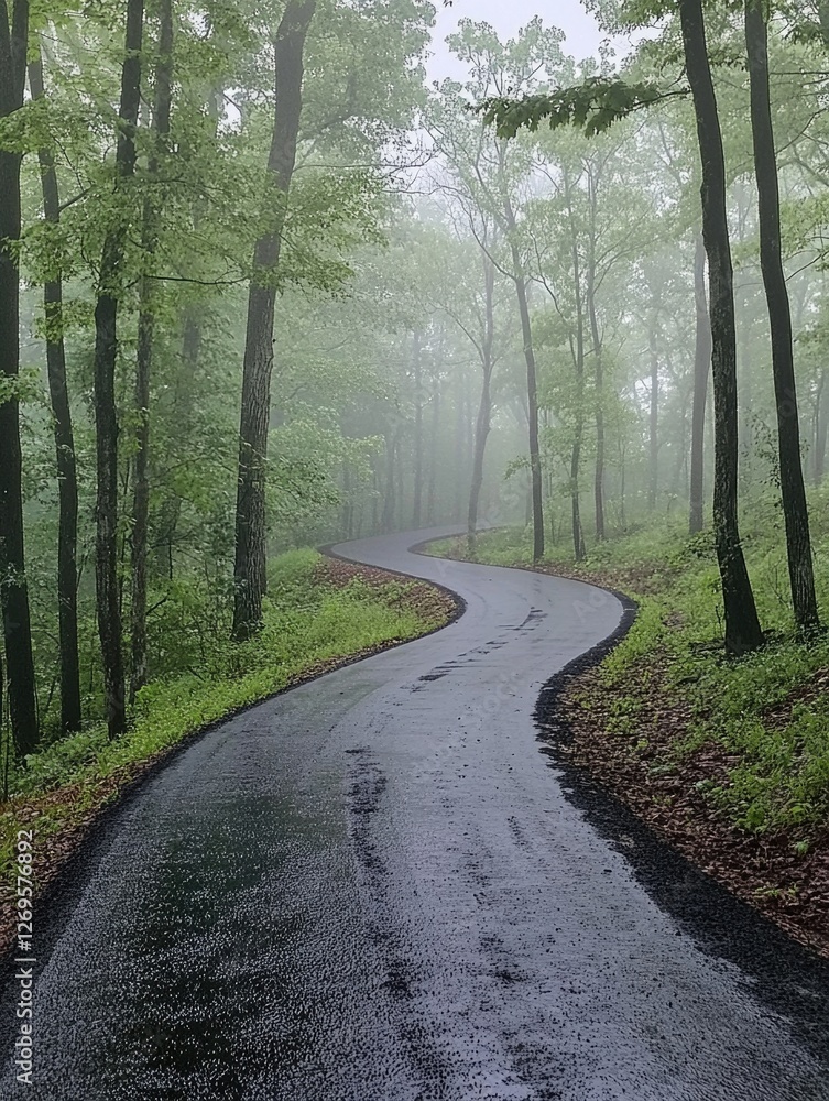Naklejka premium Winding Road in Forest