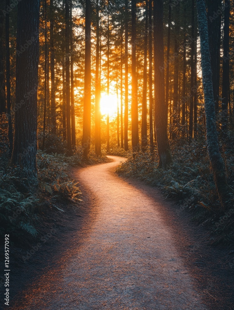 Fototapeta premium Sunlight filtering through forest trees