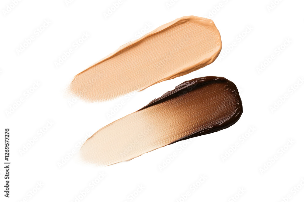 Different shades of foundation smoothly blended on a white surface showcasing gradient effect Different shades of foundation smoothly blended on a white surface showcasing gradient effect