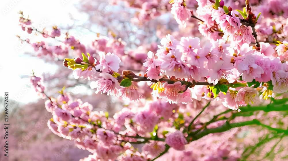 Delicate pink flowers blanket the branches of cherry blossom trees, creating a stunning display. Visitors stroll through the lush green park enjoying the beauty of spring. Delicate pink flowers blanket the branches of cherry blossom trees, creating a stunning display. Visitors stroll through the lush green park enjoying the beauty of spring.