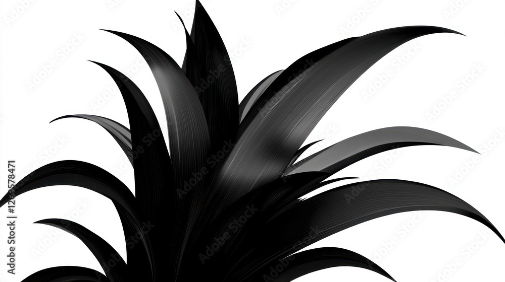 Dark leaves, close-up, white background, nature design Dark leaves, close-up, white background, nature design