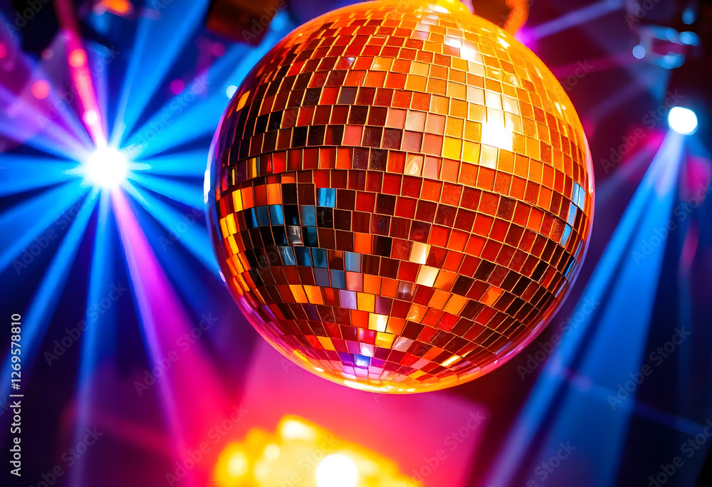 Obraz premium A disco ball with multicolored lights on the bottom