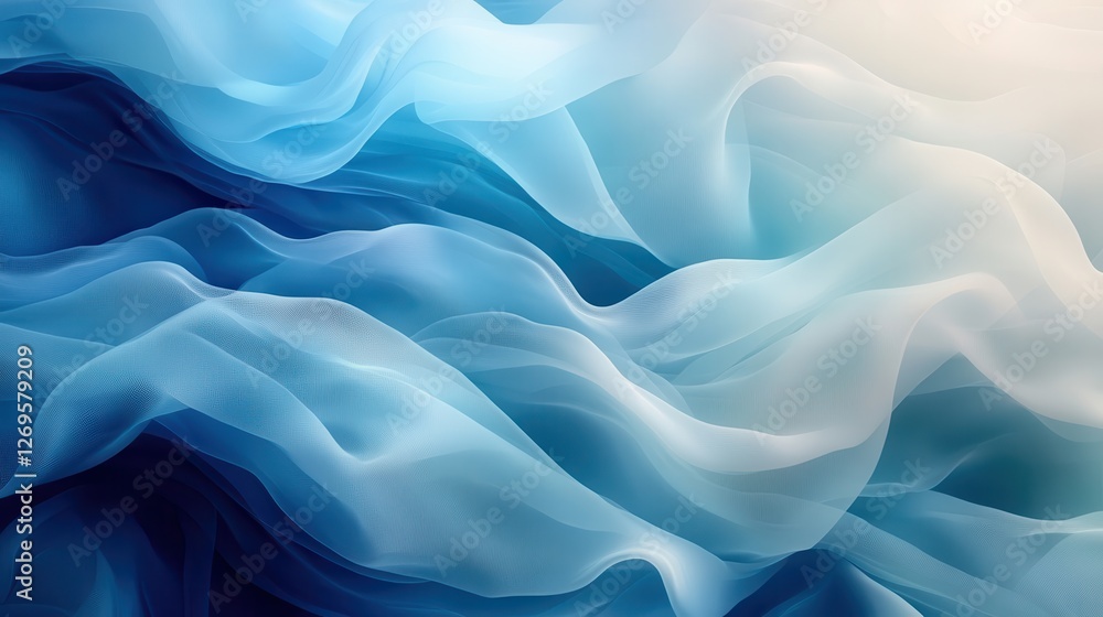 Abstract geometric background showcasing translucent ribbons flowing in blue, teal, and white tones resembling gentle water movement Abstract geometric background showcasing translucent ribbons flowing in blue, teal, and white tones resembling gentle water movement