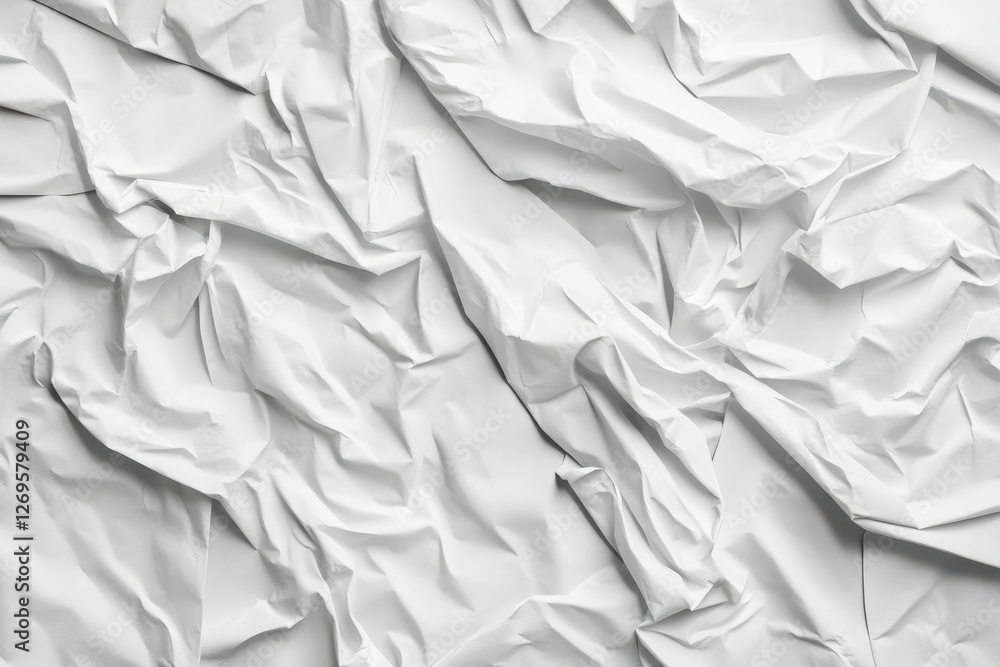 Obraz premium Crumpled white paper texture for creative design projects on isolated background