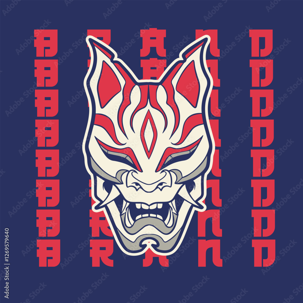 Obraz premium japanese fox mask vector, japanese mask 