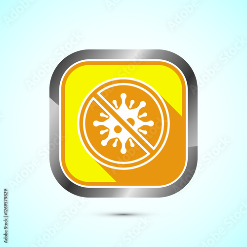 Antibacterial icon design illustration, Hygiene label symbol for product packaging, Yellow shadow button design