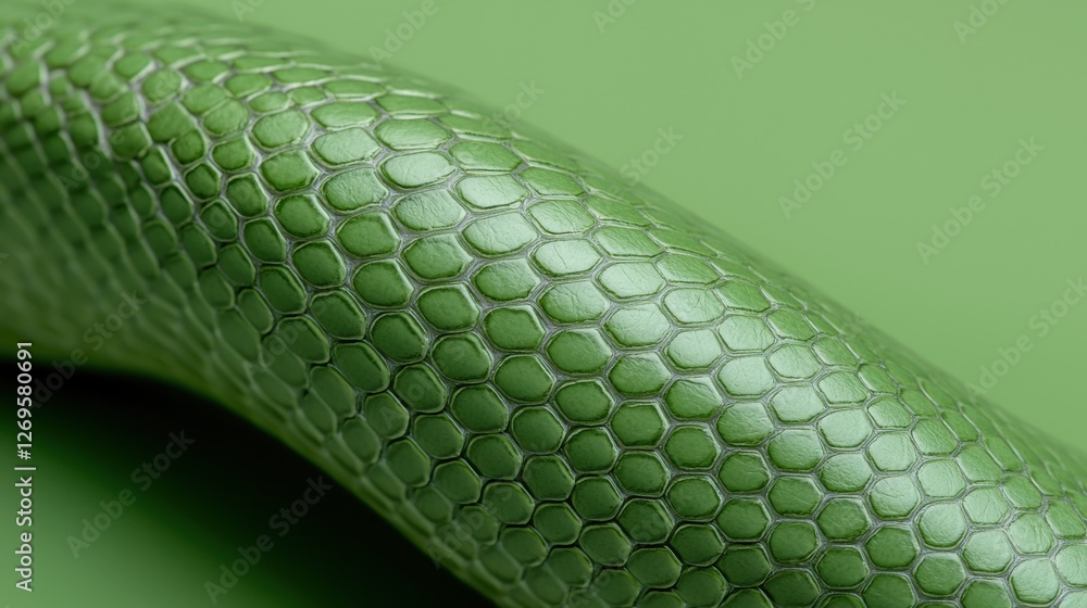 Obraz premium Exploring the intricate patterns of a green snake skin close-up nature macro environment