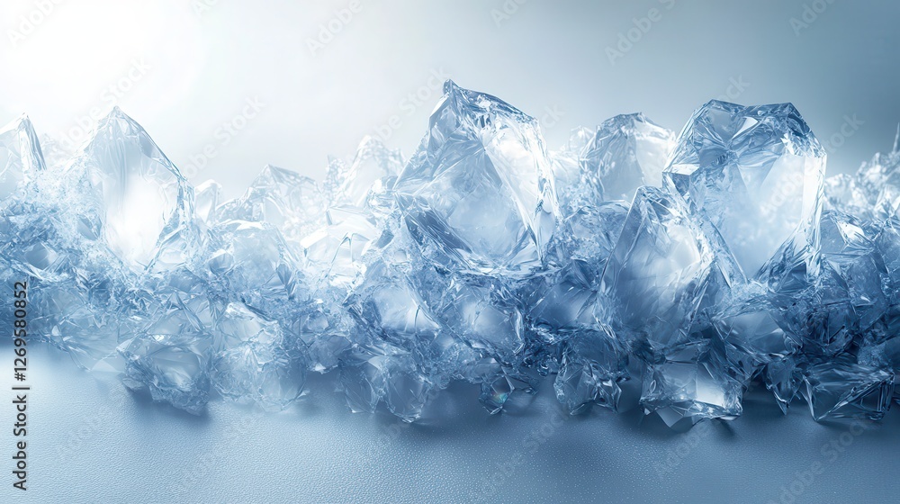 Abstract design featuring crystalline shapes resembling frozen water in icy blue and white tones creates a dynamic and cold atmosphere Abstract design featuring crystalline shapes resembling frozen water in icy blue and white tones creates a dynamic and cold atmosphere