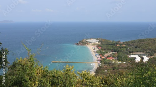 White sand beach and beautiful sea ,Top view from view point.